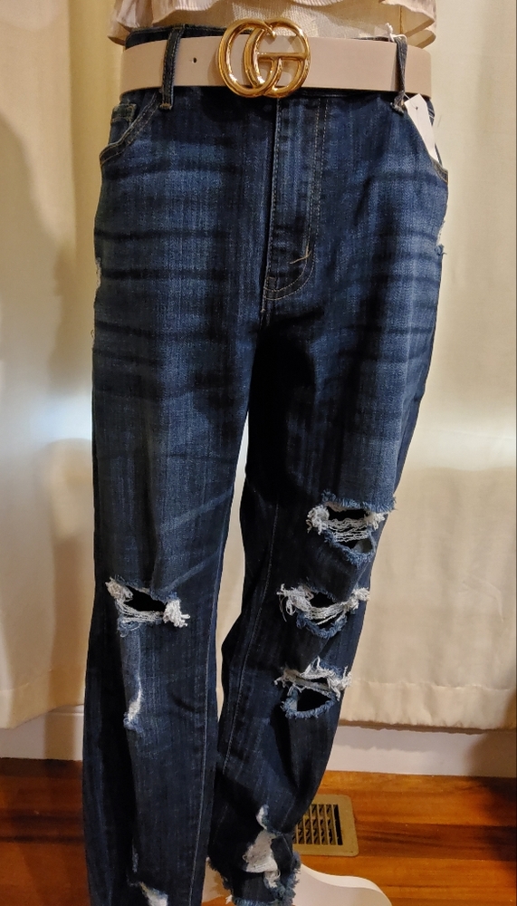 KANCAN Adele Mdeium Wash Ripped Jeans